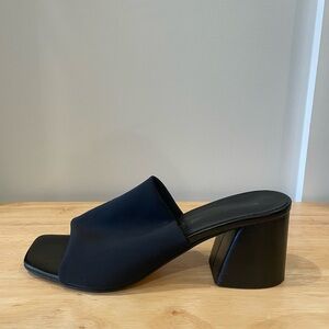 Christian Di Riccio Black Women's Block Heel Mules Leather Sock